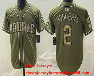 Men's San Diego Padres #2 Xander Bogaerts Olive 2026 Armed Forces Day Stitched Baseball Jersey