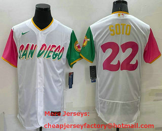 Men's San Diego Padres #22 Juan Soto White 2022 City Connect Flex Base Stitched Jersey