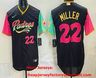 Men's San Diego Padres #22 Mason Miller Black NEW 2023 City Connect Cool Base Stitched Jersey