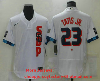 Men's San Diego Padres #23 Fernando Tatis Jr White 2021 MLB All Star Stitched Flex Base Nike Jersey