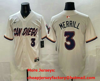 Men's San Diego Padres #3 Jackson Merrill Cream 2026 City Connect Stadium Jersey