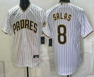 Men's San Diego Padres #8 Ethan Salas White Cool Base Jersey
