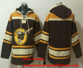 Men's San Diego Padres Blank Brown Yellow Ageless Must Have Lace Up Pullover Hoodie