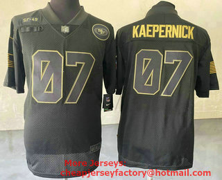 Men's San Francisco 49ers #07 Colin Kaepernick Black 2020 Salute To Service Stitched NFL Nike Limited Jersey