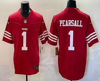 Men's San Francisco 49ers #1 Ricky Pearsall Limited Red FUSE Vapor Jersey