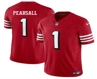 Men's San Francisco 49ers #1 Ricky Pearsall Limited Red Throwback FUSE Vapor Jersey