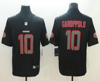 Men's San Francisco 49ers #10 Jimmy Garoppolo Black 2018 Fashion Impact Black Color Rush Stitched NFL Nike Limited Jersey