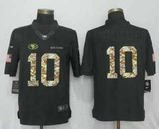 Men's San Francisco 49ers #10 Jimmy Garoppolo Black Anthracite 2016 Salute To Service Stitched NFL Nike Limited Jersey