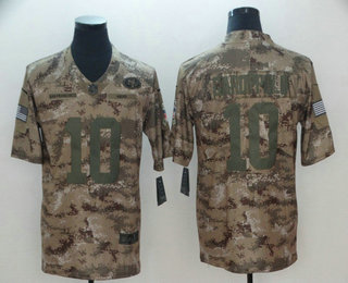Men's San Francisco 49ers #10 Jimmy Garoppolo 2018 Camo Salute to Service Stitched NFL Nike Limited Jersey