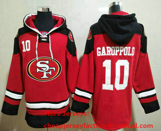 Men's San Francisco 49ers #10 Jimmy Garoppolo Red Team Color 2014 NFL Hoodie