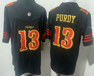 Men's San Francisco 49ers #13 Brock Purdy Limited Black Rivalries FUSE Vapor Jersey
