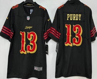 Men's San Francisco 49ers #13 Brock Purdy Limited Black Rivalries Vapor Jersey
