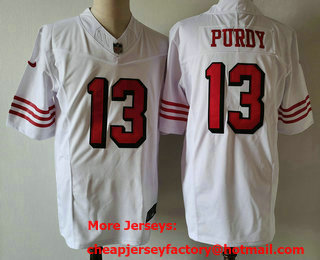 Men's San Francisco 49ers #13 Brock Purdy White 2023 FUSE Color Rush Vapor Untouchable Limited Jersey