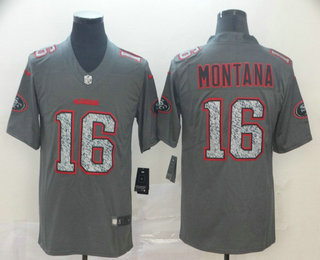 Men's San Francisco 49ers #16 Joe Montana Gray Fashion Static 2019 Vapor Untouchable Stitched NFL Nike Limited Jersey