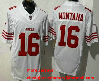 Men's San Francisco 49ers #16 Joe Montana Limited White FUSE Vapor Jersey