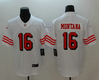 Men's San Francisco 49ers #16 Joe Montana White New 2018 Color Rush Vapor Untouchable Limited Jersey