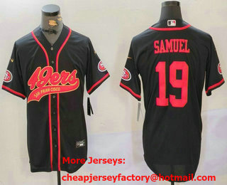 Men's San Francisco 49ers #19 Deebo Samuel Black With Patch Cool Base Stitched Baseball Jersey