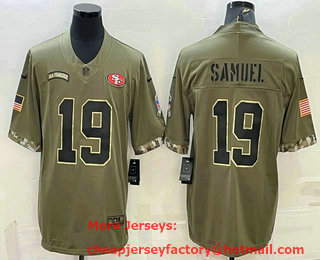 Men's San Francisco 49ers #19 Deebo Samuel Olive 2022 Salute To Service Limited Stitched Jersey