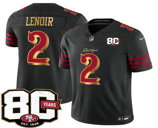 Men's San Francisco 49ers #2 Deommodore Lenoir Limited Black 80th Anniversary Rivalries FUSE Vapor Jersey