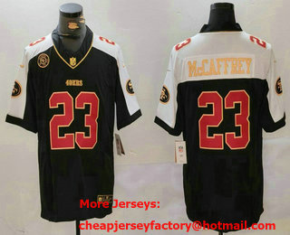 Men's San Francisco 49ers #23 Christian McCaffrey Balck Golden FUSE Vapor Limited Stitched Jersey