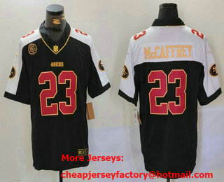 Men's San Francisco 49ers #23 Christian McCaffrey Balck Golden With Patch FUSE Vapor Limited Stitched Jersey