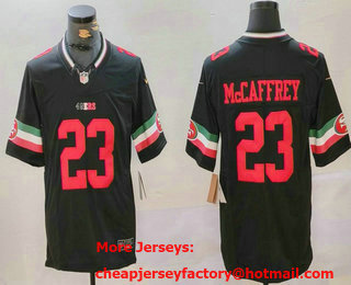 Men's San Francisco 49ers #23 Christian McCaffrey Black FUSE Mexico Vapor Limited Stitched Jersey