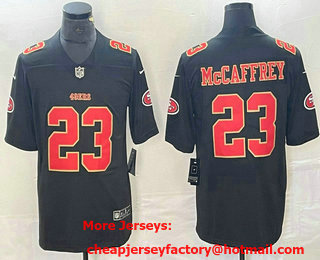 Men's San Francisco 49ers #23 Christian McCaffrey Black Red Fashion Vapor Limited Stitched Jersey