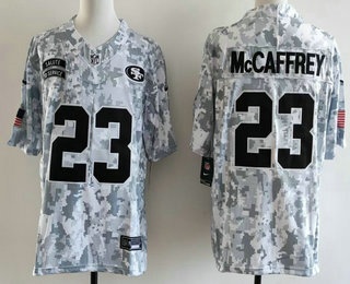 Men's San Francisco 49ers #23 Christian McCaffrey Limited Arctic Camo 2024 Salute to Service Jersey