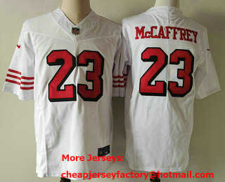 Men's San Francisco 49ers #23 Christian McCaffrey White 2023 FUSE Color Rush Vapor Untouchable Limited Jersey