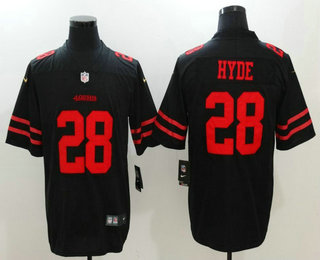 Men's San Francisco 49ers #28 Carlos Hyde Black 2017 Vapor Untouchable Stitched NFL Nike Limited Jersey