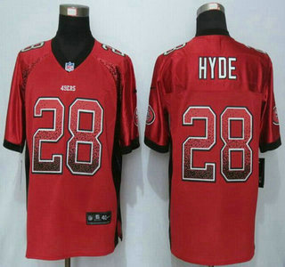 Men's San Francisco 49ers #28 Carlos Hyde Red Drift Fashion NFL Nike Elite Jersey