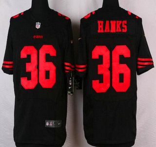 Men's San Francisco 49ers #36 Merton Hanks Black Retired Player NFL Nike Elite Jersey