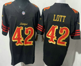 Men's San Francisco 49ers #42 Ronnie Lott Limited Black Rivalries FUSE Vapor Jersey
