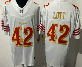 Men's San Francisco 49ers #42 Ronnie Lott Limited White Rivalries FUSE Vapor Jersey