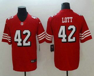 Men's San Francisco 49ers #42 Ronnie Lott Red New 2018 Color Rush Vapor Untouchable Limited Jersey