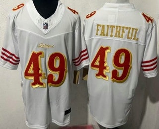 Men's San Francisco 49ers #49 Faithful Limited White Rivalries FUSE Vapor Jersey