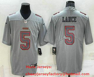 Men's San Francisco 49ers #5 Trey Lance Grey Atmosphere Fashion Vapor Untouchable Stitched Limited Jersey