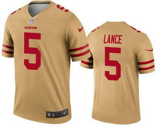 Men's San Francisco 49ers #5 Trey Lance Limited Gold Inverted Vapor Jersey