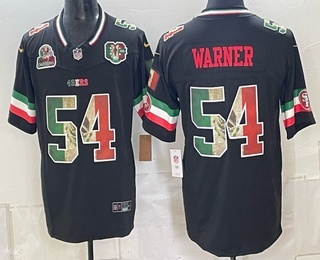 Men's San Francisco 49ers #54 Fred Warner Black FUSE Mexico 80TH Limited Stitched Jersey
