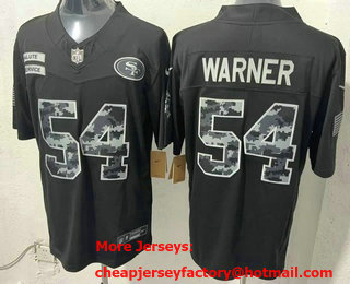 Men's San Francisco 49ers #54 Fred Warner Limited Black FUSE 2026 Salute To Service Jersey