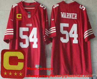 Men's San Francisco 49ers #54 Fred Warner Limited Red C Patch Vapor Jersey