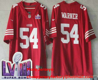 Men's San Francisco 49ers #54 Fred Warner Limited Red LVIII Super Bowl Vapor Jersey