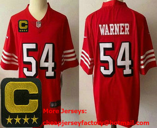 Men's San Francisco 49ers #54 Fred Warner Limited Red Throwback C Patch Vapor Jersey