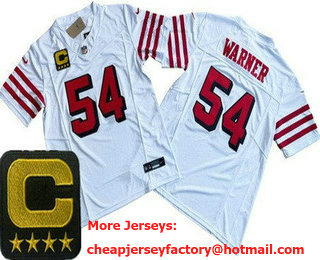 Men's San Francisco 49ers #54 Fred Warner Limited White Throwback C Patch FUSE Vapor Jersey