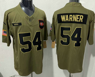 Men's San Francisco 49ers #54 Fred Warner Olive 2025 FUSE Salute to Service Limited Stitched Jersey