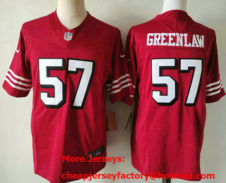 Men's San Francisco 49ers #57 Dre Greenlaw Red FUSE Vapor Limited Throwback Stitched Jersey