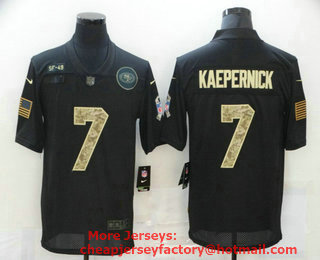 Men's San Francisco 49ers #7 Colin Kaepernick Black Camo 2020 Salute To Service Stitched NFL Nike Limited Jersey