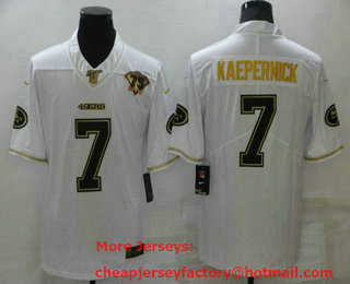 Men's San Francisco 49ers #7 Colin Kaepernick White 75th Patch Golden Edition Stitched NFL Nike Limited Jersey