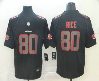 Men's San Francisco 49ers #80 Jerry Rice Black 2018 Fashion Impact Black Color Rush Stitched NFL Nike Limited Jersey