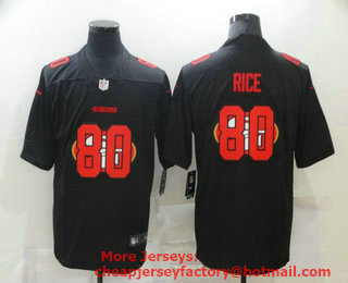 Men's San Francisco 49ers #80 Jerry Rice Black 2020 Shadow Logo Vapor Untouchable Stitched NFL Nike Limited Jersey